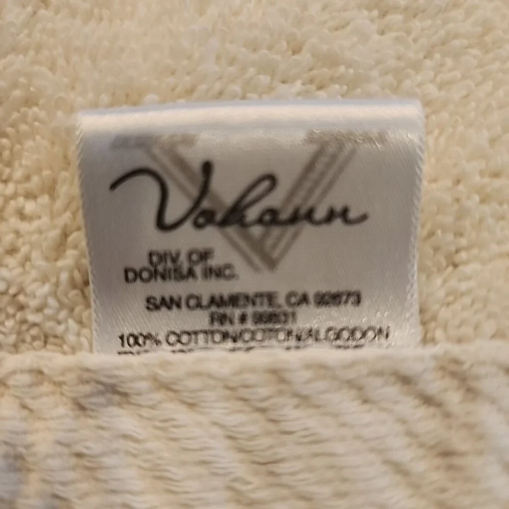 VOHANN EMBROIDERED SOUTHWESTERN AZTEC Cream GOLD HAND TOWELS SET Of 3 16X24 USA